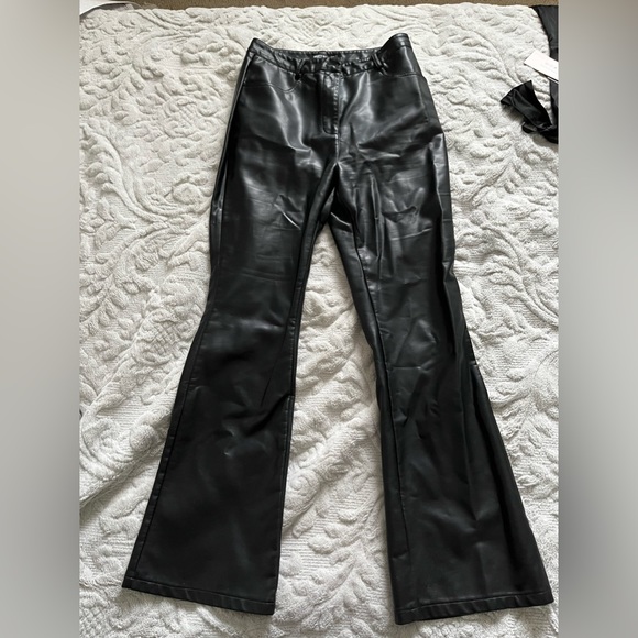 Premium Faux Leather Flared Trousers - Picture 2 of 5